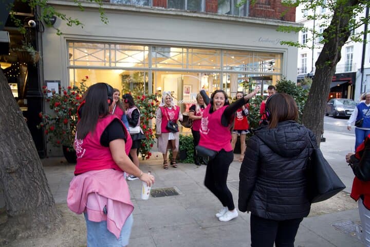 Customers dancing and singing