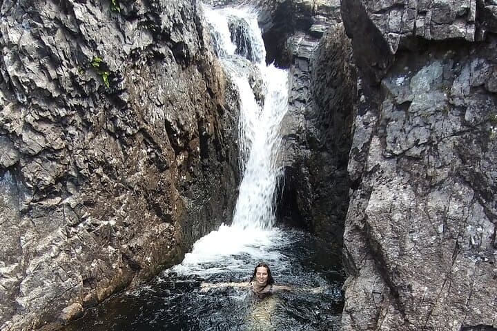 Bathing in the cold waters of an old volcano.