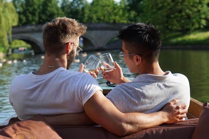 Rutherford's Punting Cambridge Sipping Champagne