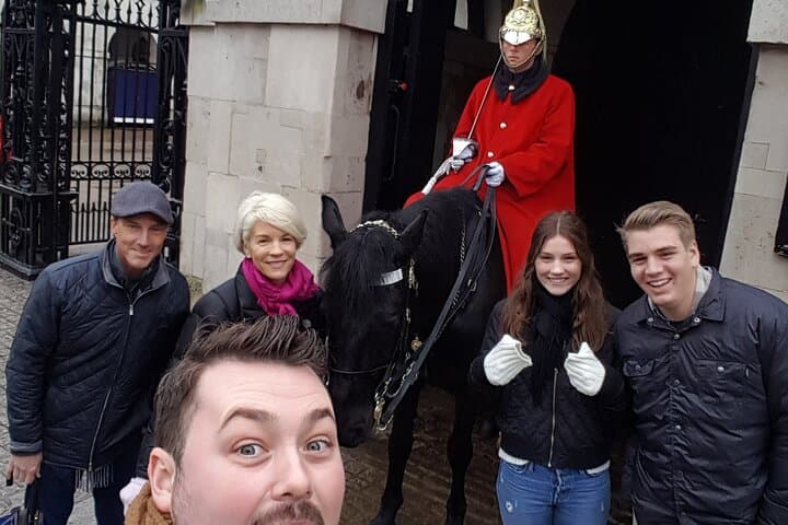 Meeting soldiers at Horse Guards.