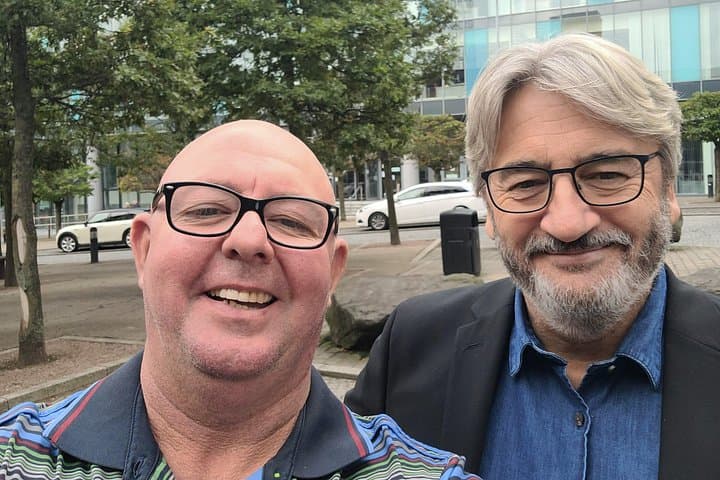 Mark with Irish correspondent , Author and Historian Fergal Keane .