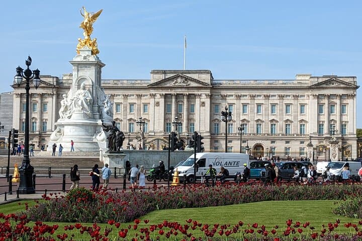 Imagine yourself standing here taking this photo as a selfie with Buckingham Palace, The Golden Victoria Monument, The Mall, Westminster, London