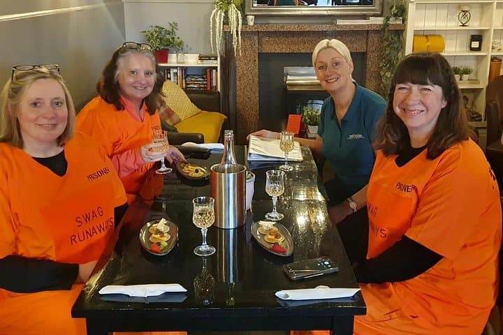 Tour guests enjoying some fizz and cheese