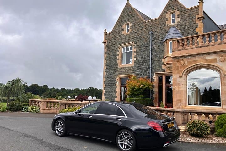 Our Mercedes S-Class, taking care of our clients.
