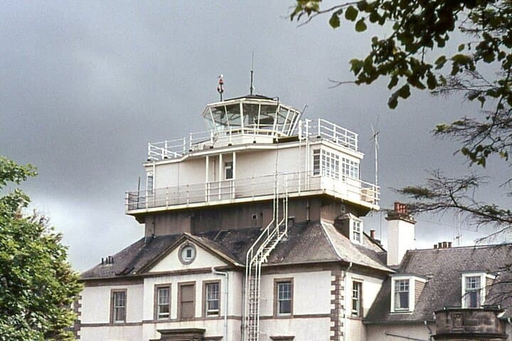 The second control tower on top of the wartime terminal
