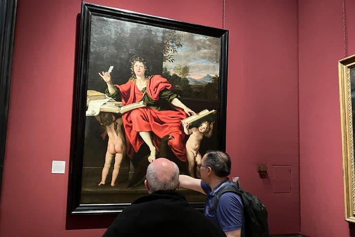 Looking at Domenichino's huge "Saint John the Evangelist", which depicts him pausing his writing of the fourth gospel to receive inspiration from God.