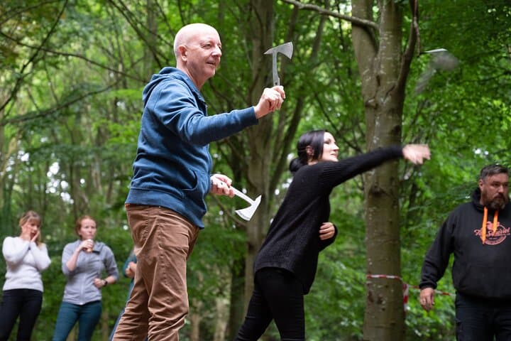 Axe throwing in action