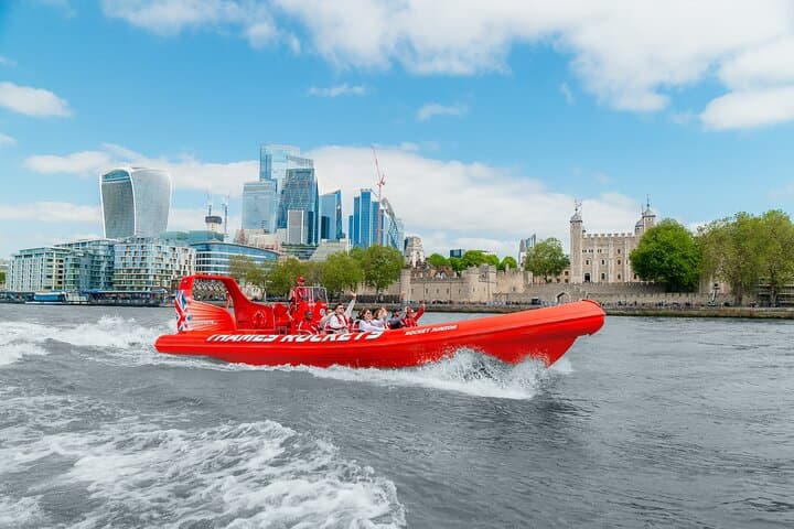 Hop aboard this leading fleet of 21st century, slick Thames Rockets speedboats for a blast to the Thames Barrier