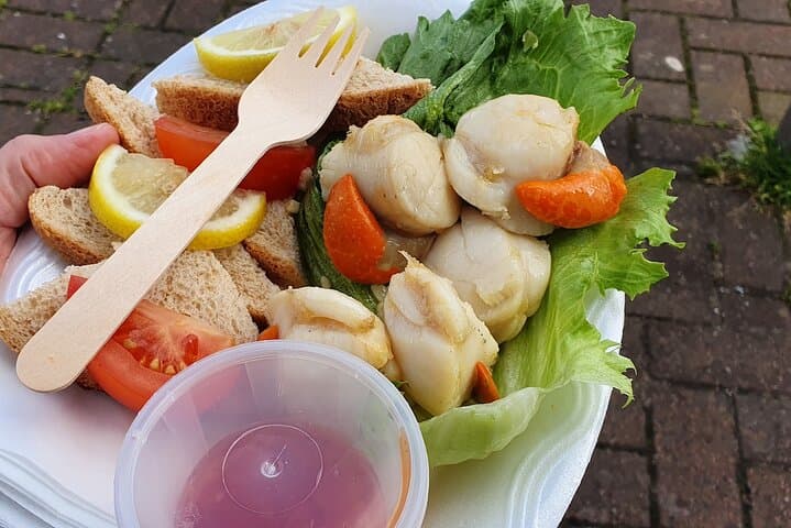 Scallops from a seafood stall.