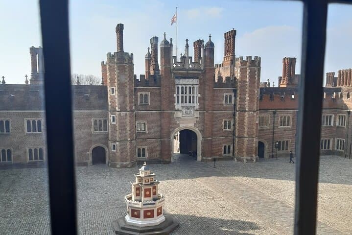 View of Base Court, the Wine Fountain and the Great Gatehouse.