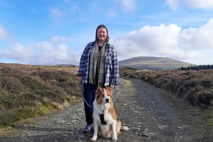 Louise and her Sable Border Collie Max in the uplands