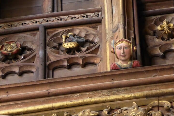 Great Hall Ceiling - Tudor Rose, Anne Boleyn's Falcon and Eavesdropper