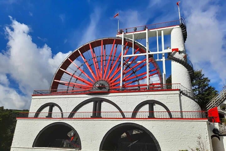 Laxey Wheel - Lady Isabella painted in red and white.
