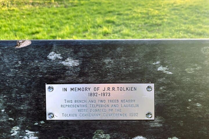 Dedication on the Tolkien bench