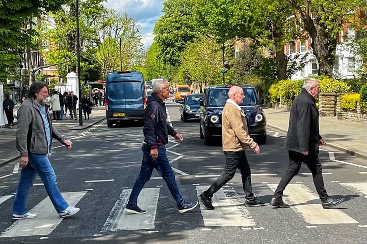 Recreate the famous Abbey Road album cover pose