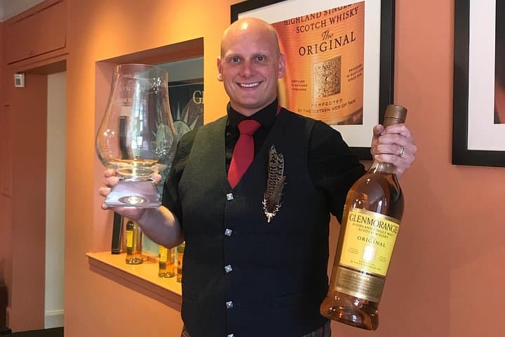 Gavin with a wee dram at Glenmorangie