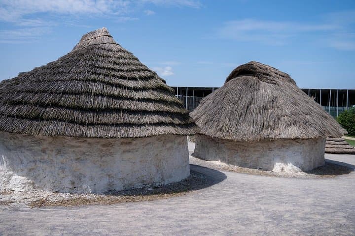 Reconstructed Stone Age houses at Stonehenge