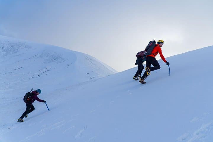 Front pointing with crampons