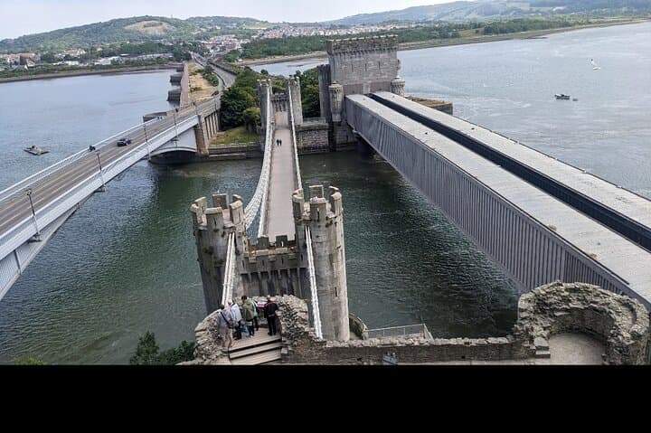 A view of the 3 bridges of Conwy, from the top of Conwy Castle