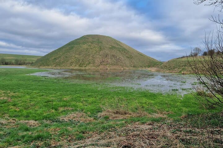 Silbury Hill, the largest pre-historic man made mound in Europe.
