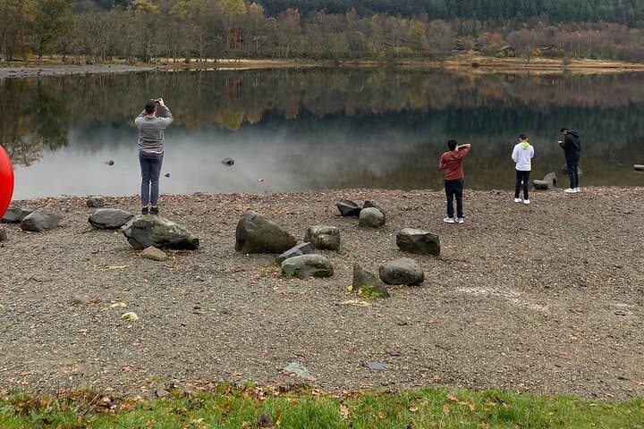 Guests taking photos at the Loch Lubnaig