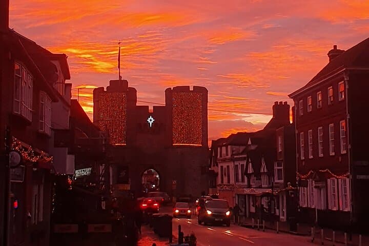 A welcome sight for weary pilgrims - the Westgate at dawn