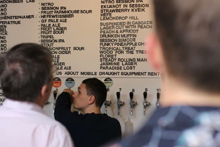 Our Brixton Taproom containing 30 draught lines and over 100 different cans and bottles to cater for every taste