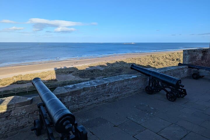 Bamburgh beach and Canons