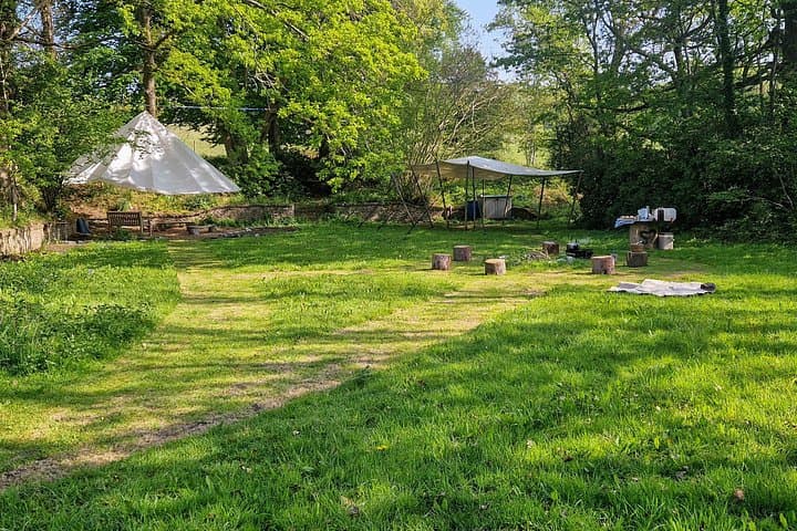 Our outdoor retreat space with shelter