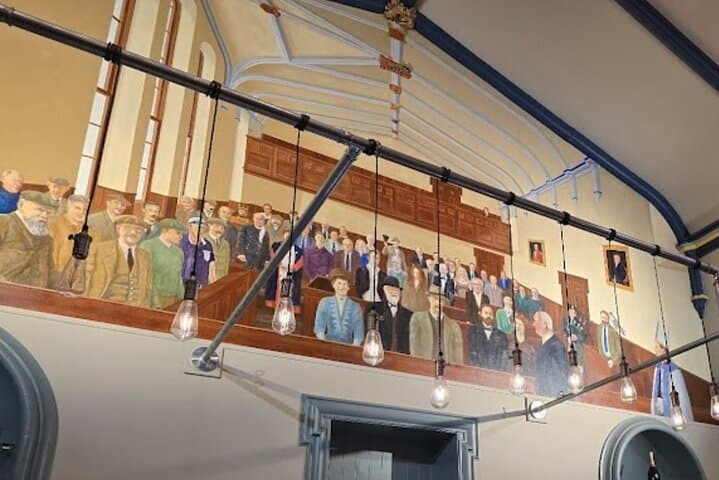 Greens restaurant mural in the old courthouse Dornoch