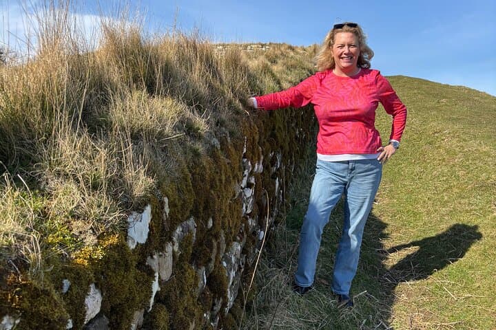Touching a one thousand nine hundred year old Roman wall in Northumberland en-route to Edinburgh, No other way to Edinburgh allows for such close connection to the landscapes you pass through.