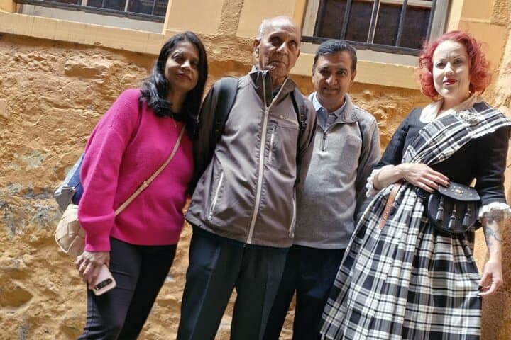 Charlotte and visitors in Fishers Close