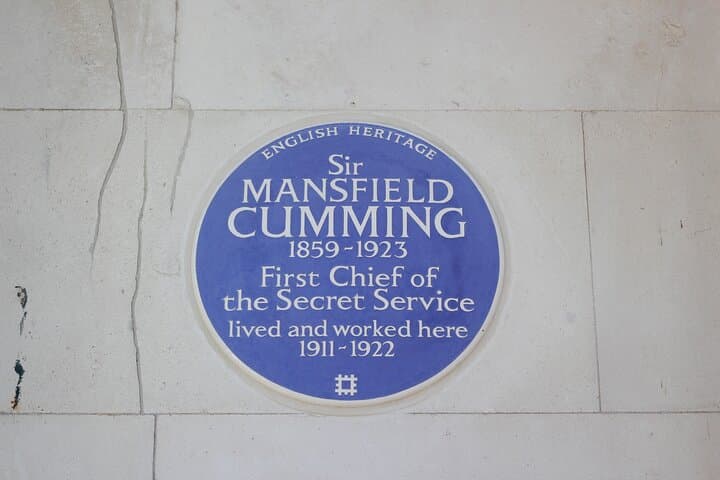 The blue plaque to the founder of MI6