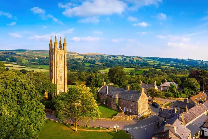 Widecombe-in-the-Moor — a picturesque Dartmoor village, famed for its towering church, quaint cottages, and scenic valley views