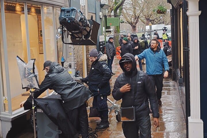 Filming scenes in Richmond