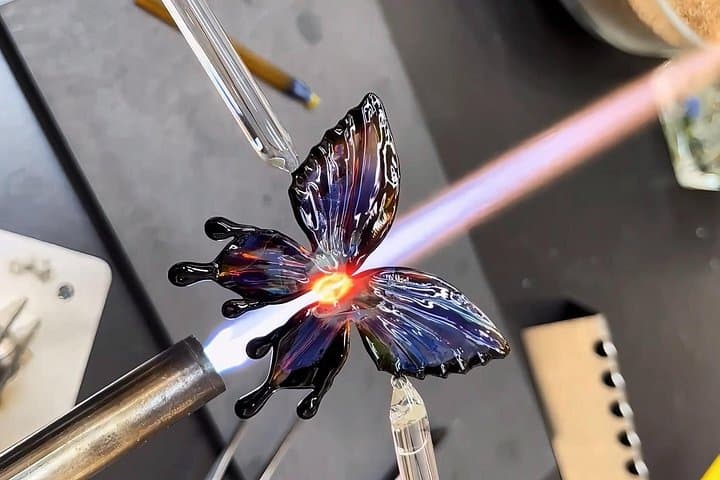 Handmade lampwork glass butterfly made in our creative workshop.