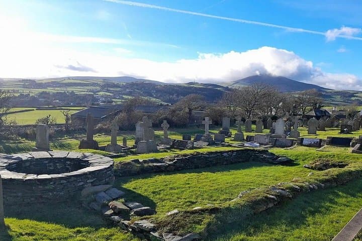 Countryside view over Maughold Church