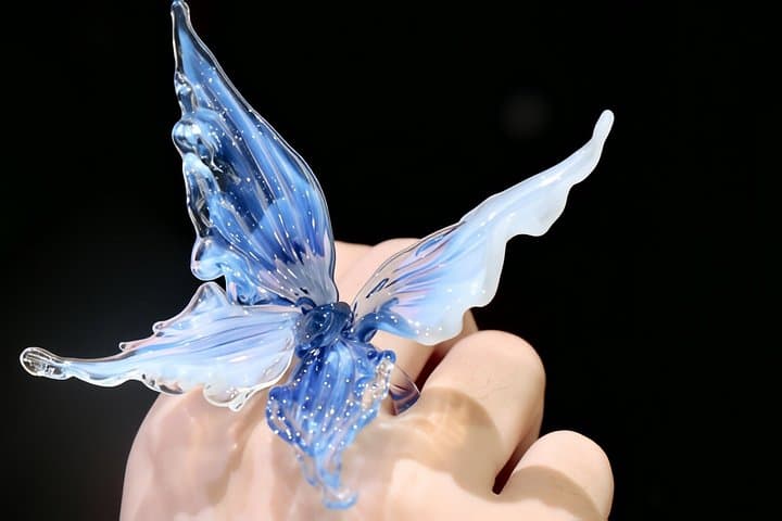 Handmade lampwork glass butterfly made in our creative workshop.