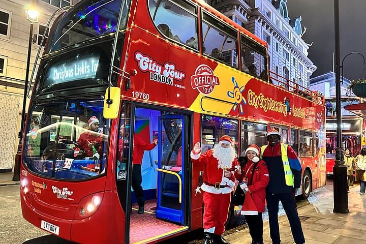 London Christmas Lights Tour by Bus with Return Thames Boat Trip