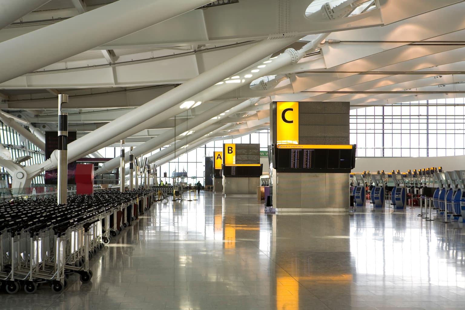 Departures hall inside Heathrow Terminal 5