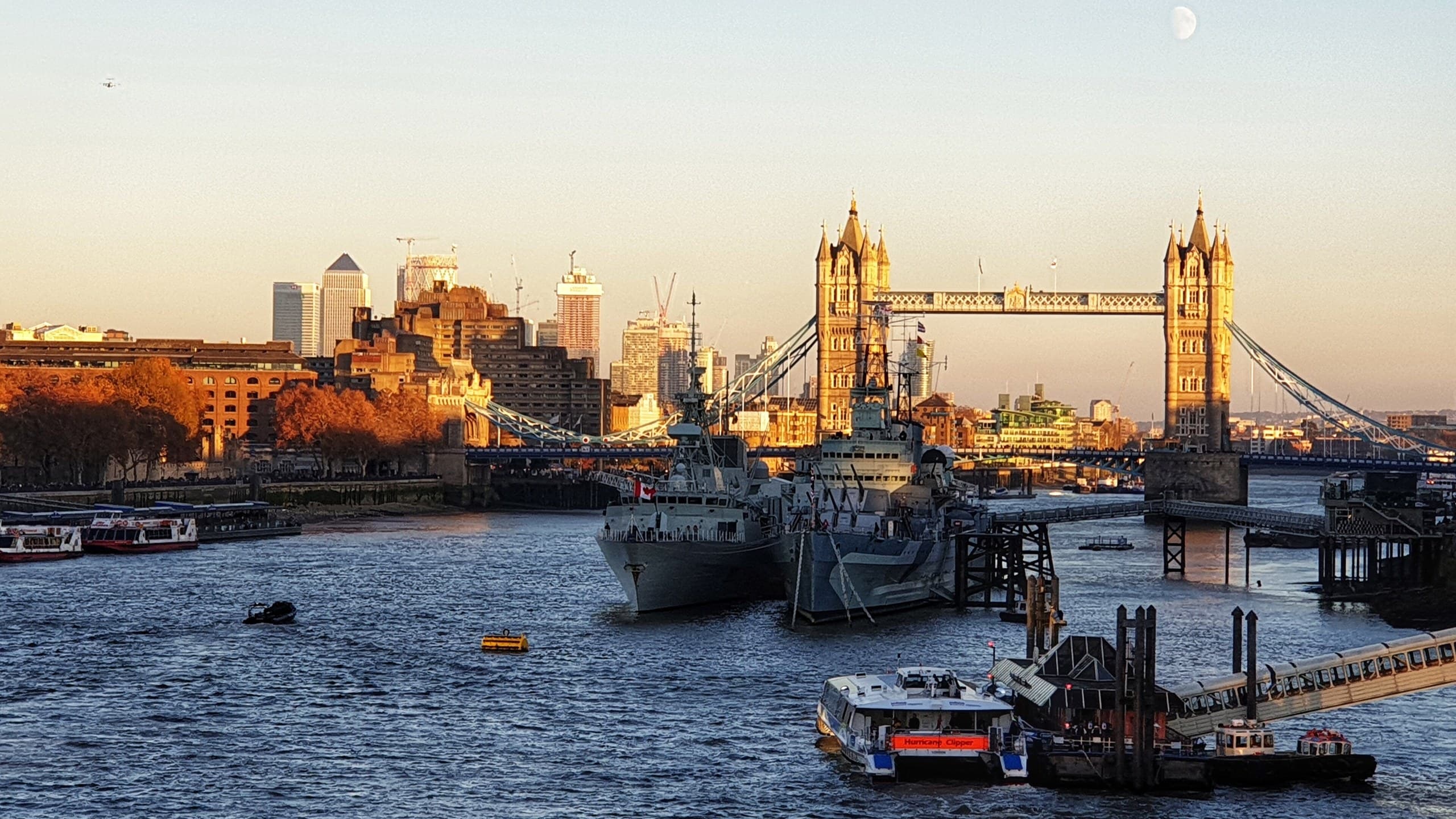 Tower Bridge over the Thames at dusk, London