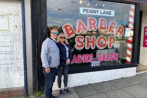 Penny Lane, shelter, bank, barbers
