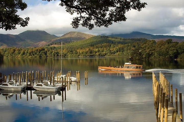 Beautiful calm tranquil waters of Lake Windermere in the English Lake District