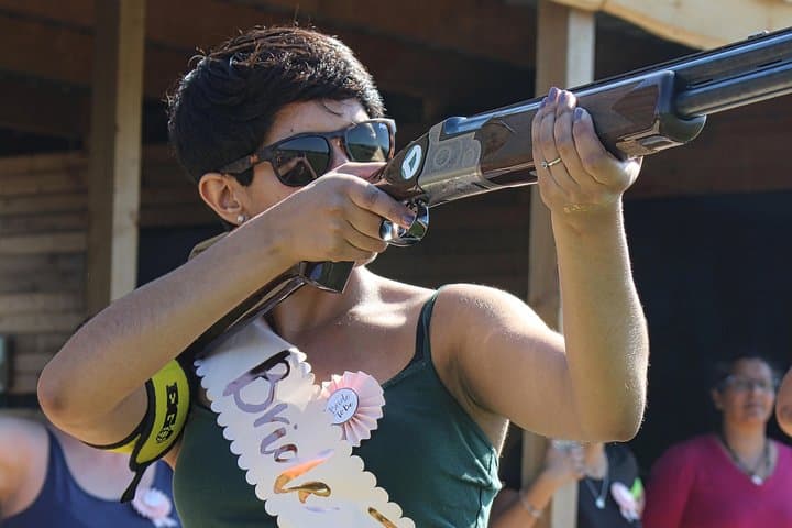 Bride to Be holding the gun like a pro