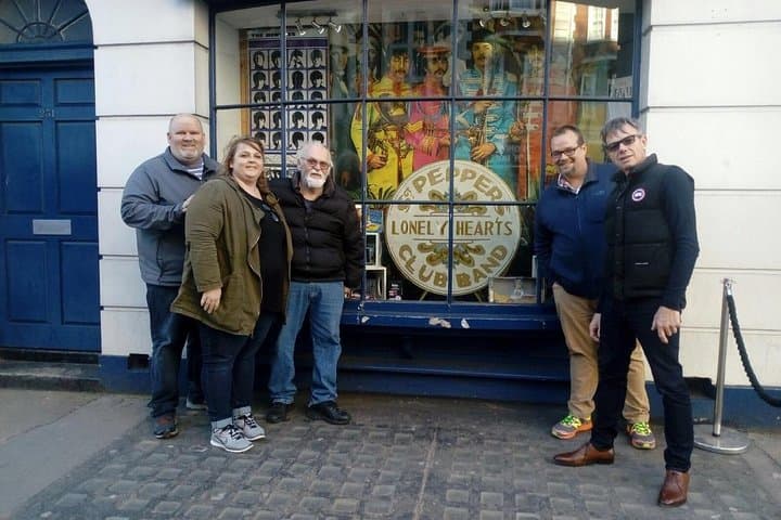 Guide Mark Taylor with his clients on the hunt for gifts and souvenirs.