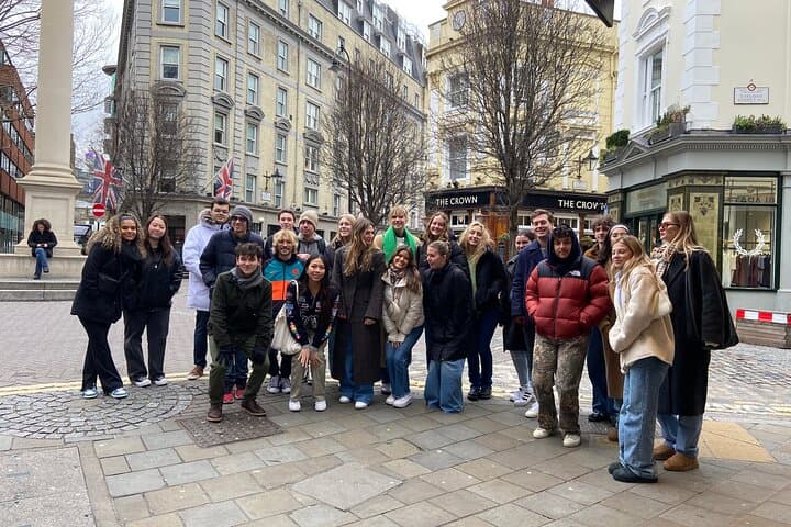 Students at the Seven Dials monument