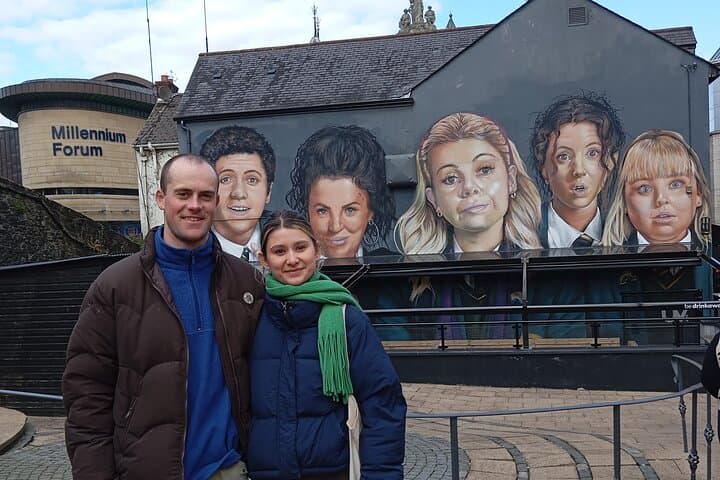 At the Derry Girls Mural - visitors from Dublin and Cork