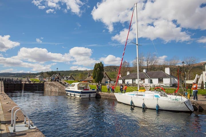 Watching boats pass through the Caledonian Canal locks in Fort Augustus.